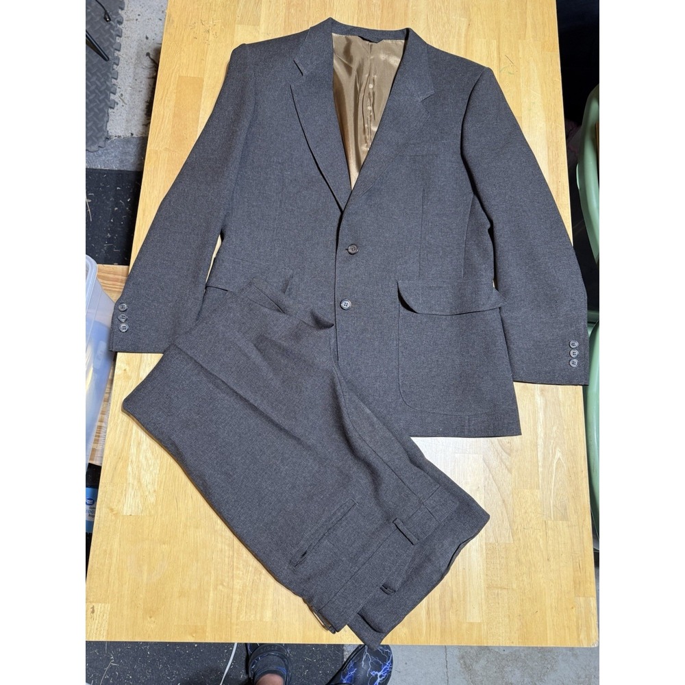 Vintage Levi's Action Suit 42R Brown 2 Piece Jacket Pants Single Vent USA